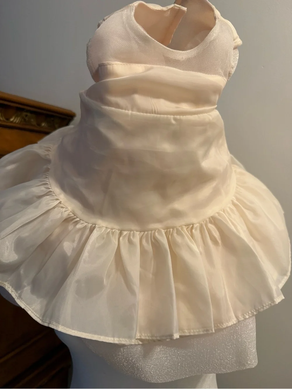 Bonnie Baby Shimmery Ivory Bow Layered Party Dress with Bloomers